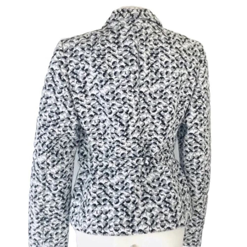 Akris Punto Textured Blazer Womens 6 Black & White Jacket Work Business, Cropped - Picture 11 of 12